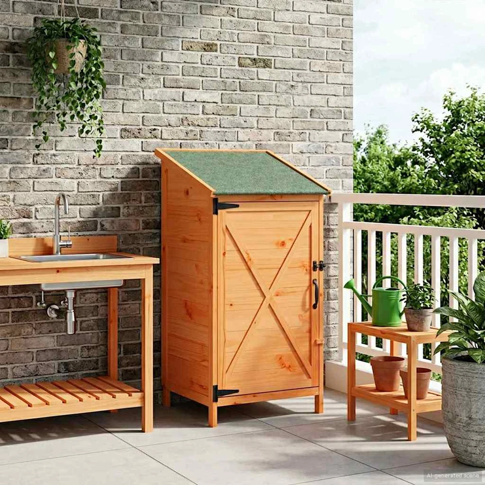Sodo Sandėlys Ruda 59,5 x 56 x 113,5 cm Kietasis pušinis medis