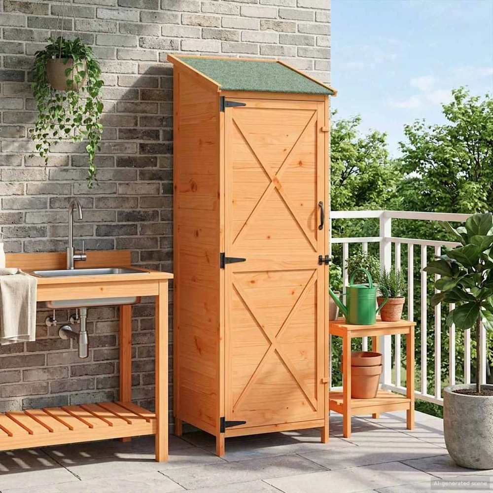 Sodo Sandėlys Ruda 59,5 x 56 x 176,5 cm Kietasis pušinis medis