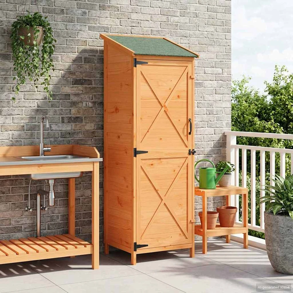 Sodo Sandėlys Ruda 59,5 x 56 x 176,5 cm Kietasis pušinis medis