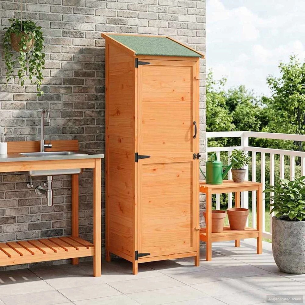Sodo Sandėlys Ruda 59,5 x 56 x 176,5 cm Kietasis pušinis medis