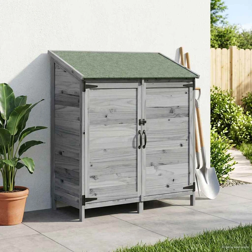 Sodo Sandėlys su stogu su saugykla Pilka 106,5 x 56 x 113,5 cm