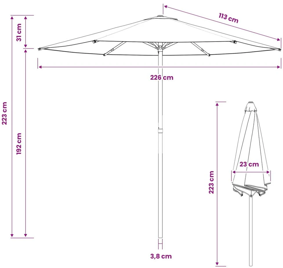 Sodo skėtis 230 x 230 cm Poliesteris Stačiakampio Taupe