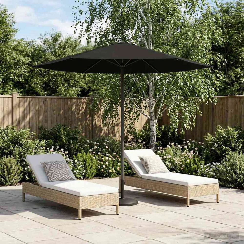 Sodo skėtis 230 x 230 cm Poliesteris Stačiakampio Juoda
