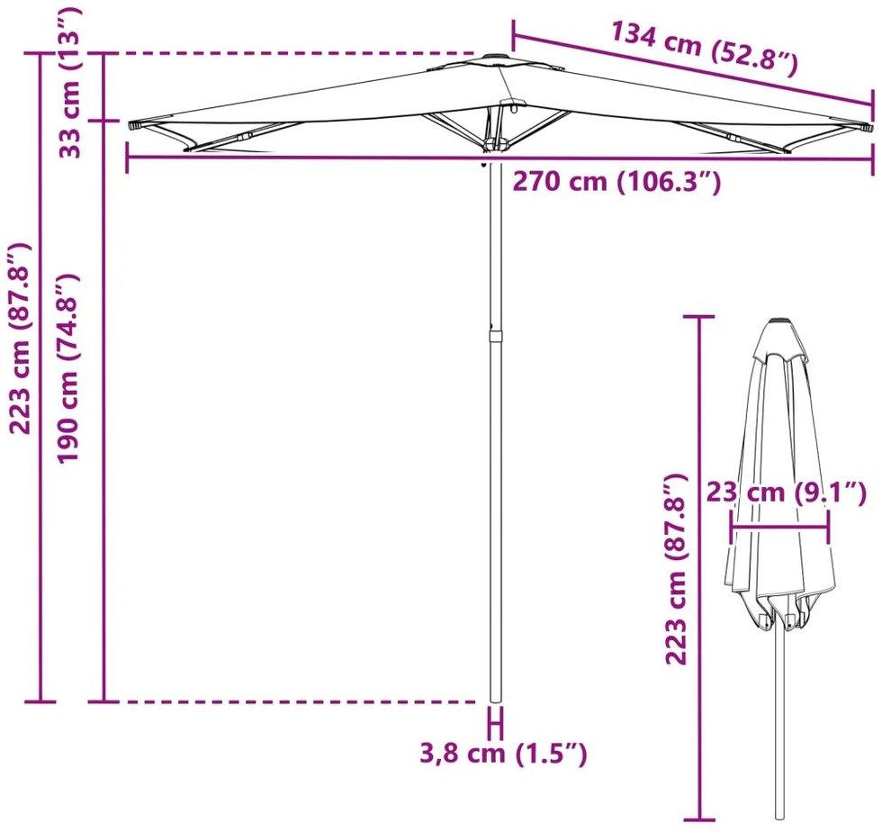Sodo skėtis 270 x 270 cm Poliesteris Stačiakampio