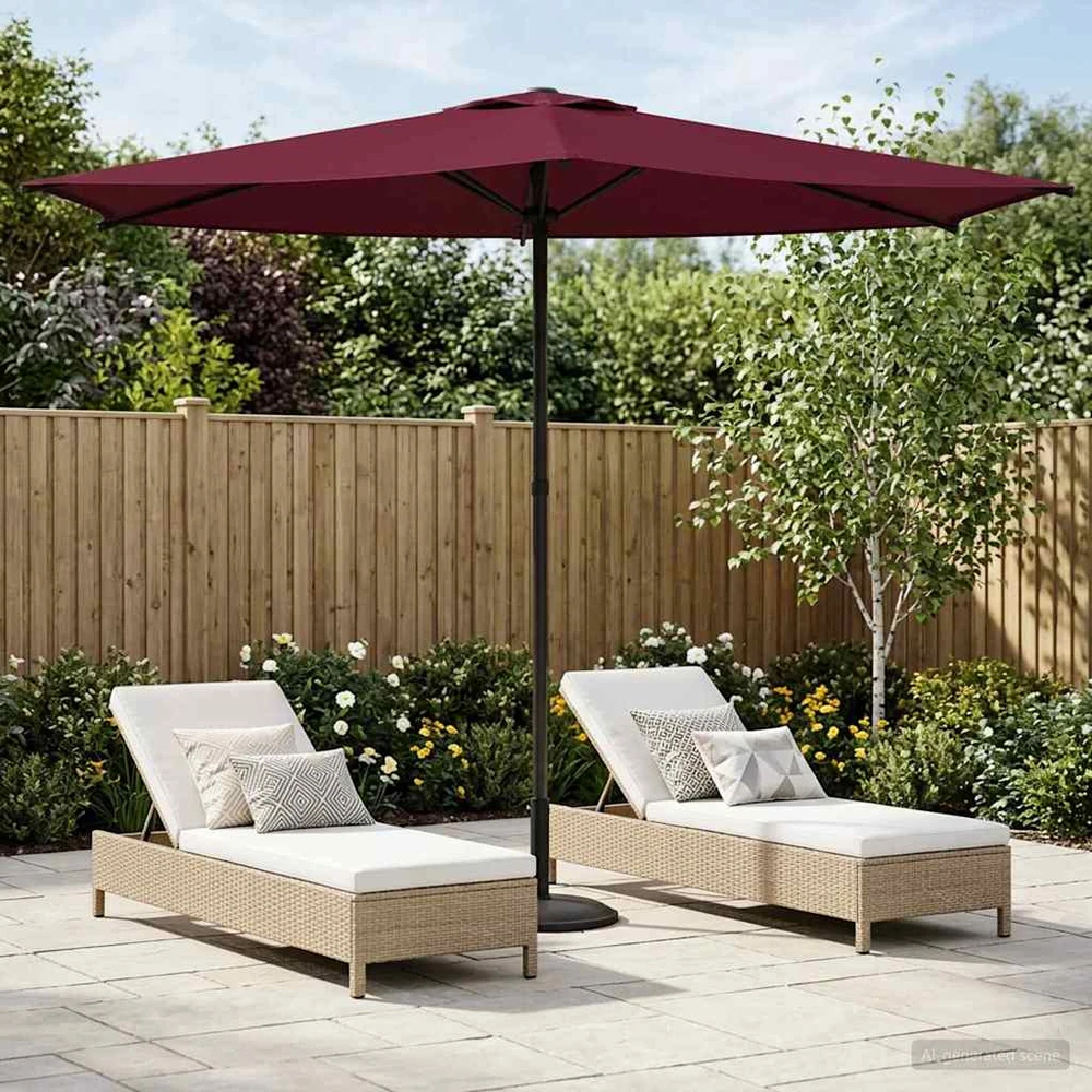 Sodo skėtis 270 x 270 cm Poliesteris Stačiakampio Bordo raudona