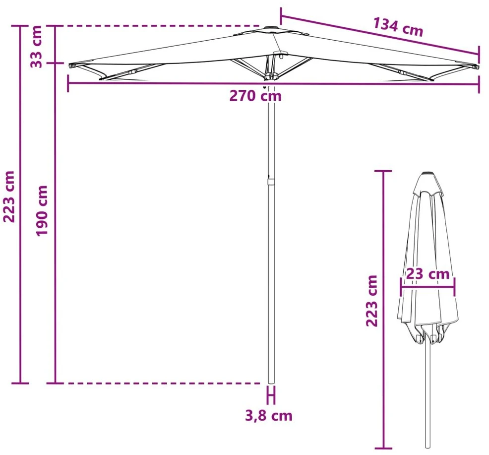 Sodo skėtis 270 x 270 cm Poliesteris Stačiakampio Antracito