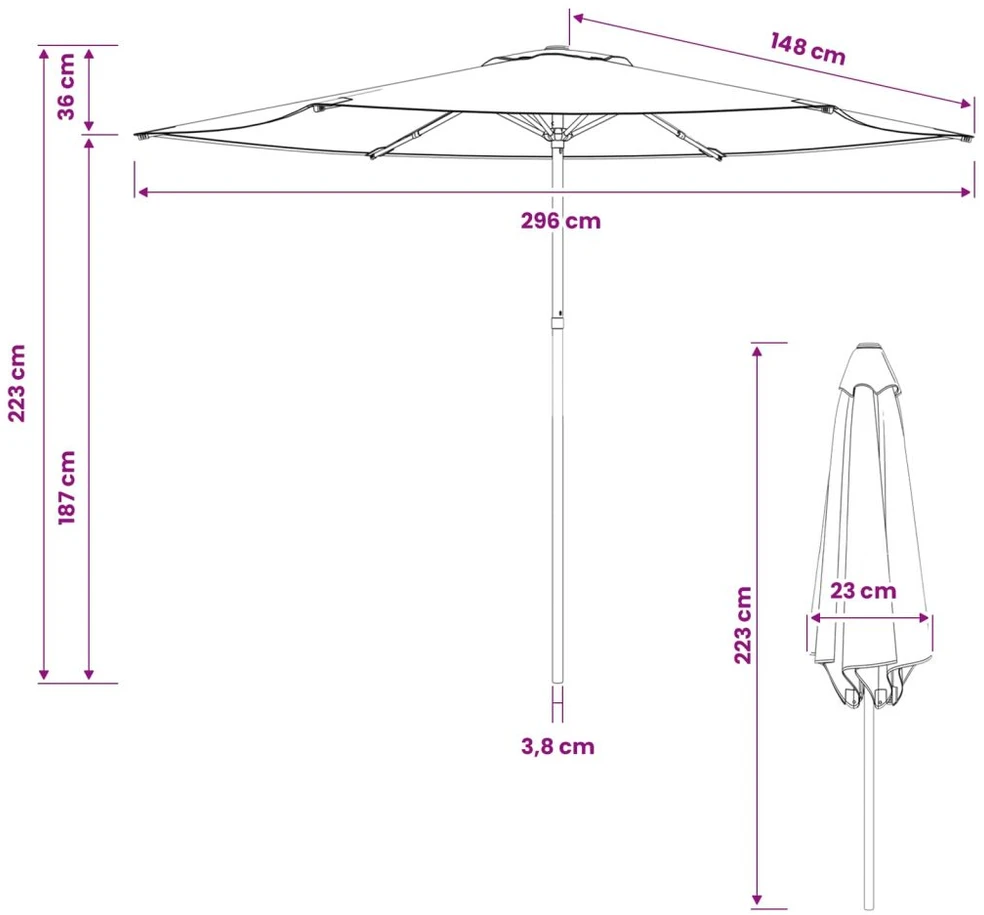Sodo skėtis 300 x 300 cm Poliesteris Stačiakampio