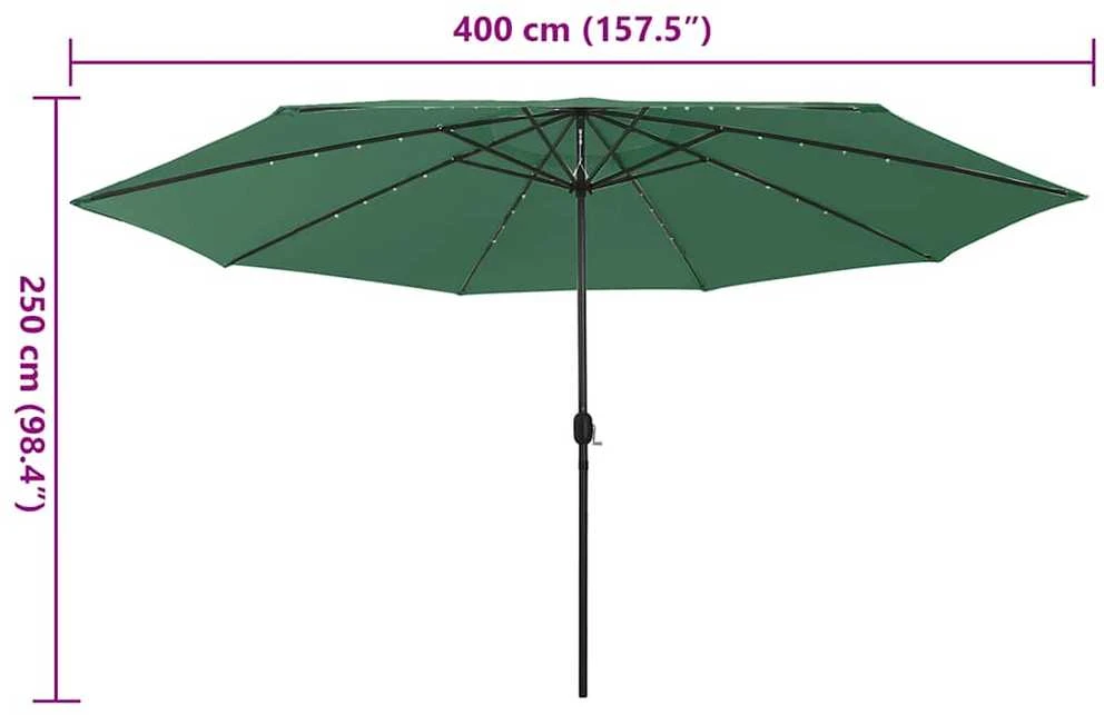 Sodo skėtis nuo saulės su LED lemputėmis, žalias, 400cm