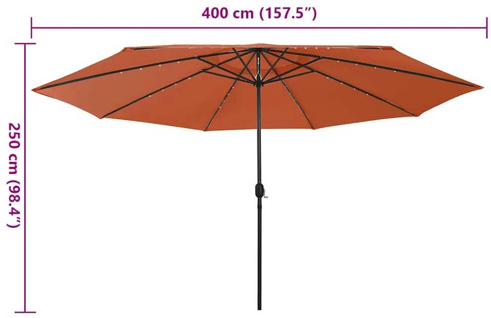 Sodo skėtis nuo saulės su LED lemputėmis, terakota, 400cm