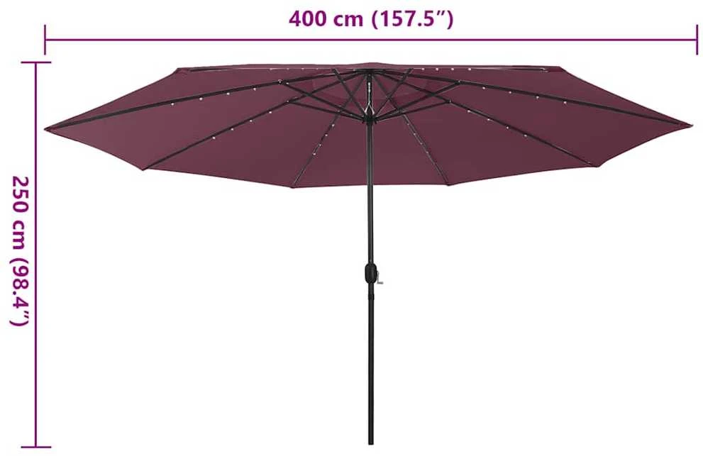Sodo skėtis nuo saulės su LED lemputėmis, raudonas, 400cm
