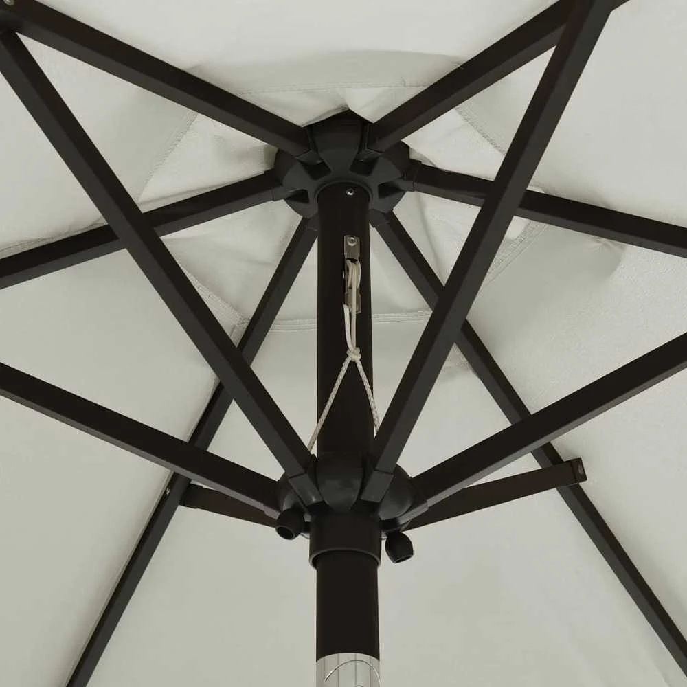 Skėtis nuo saulės su LED, smėlio spalvos, 200x211cm, aliuminis