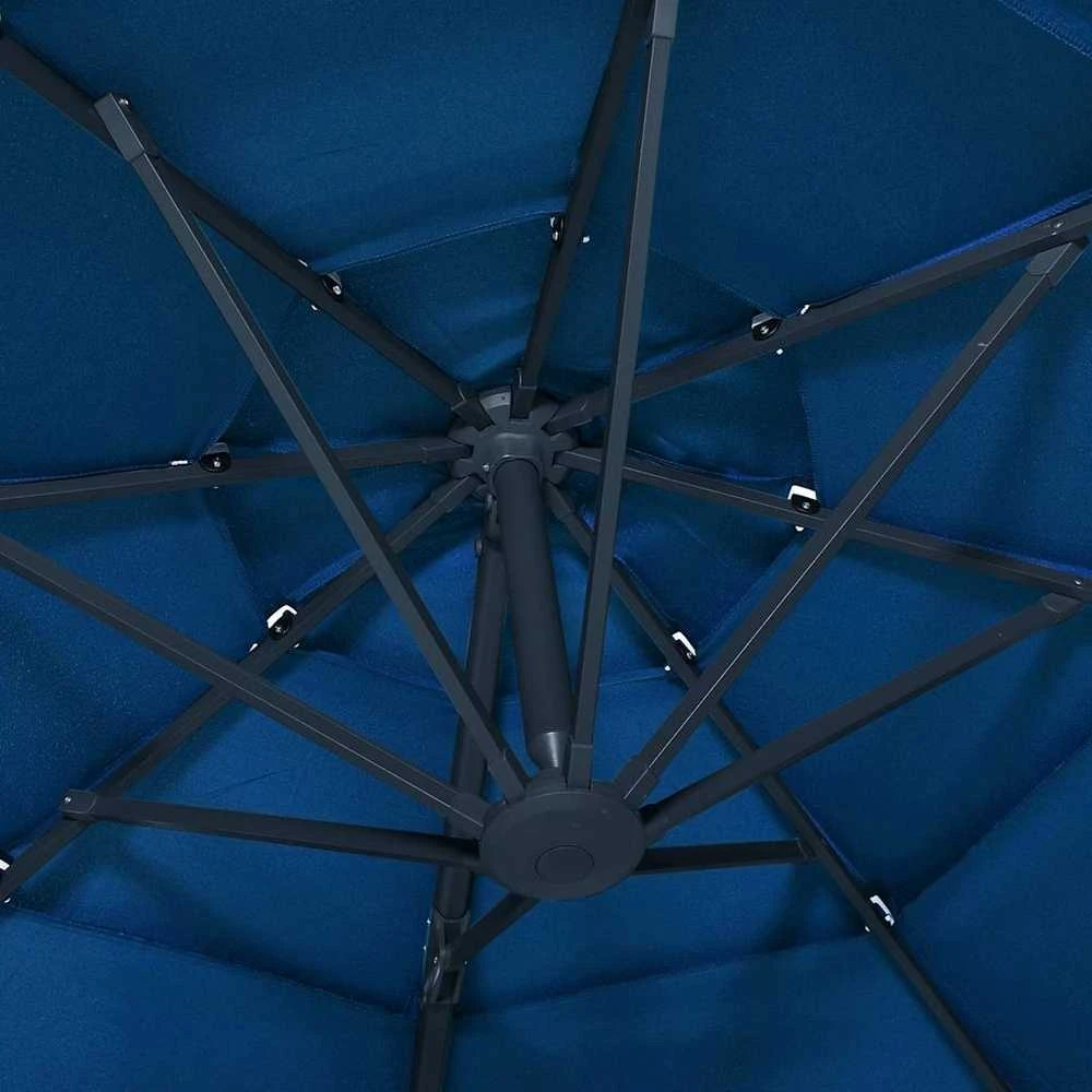 Sodo skėtis su aliuminio stulpu, mėlynas, 3x3m, 4 aukščių
