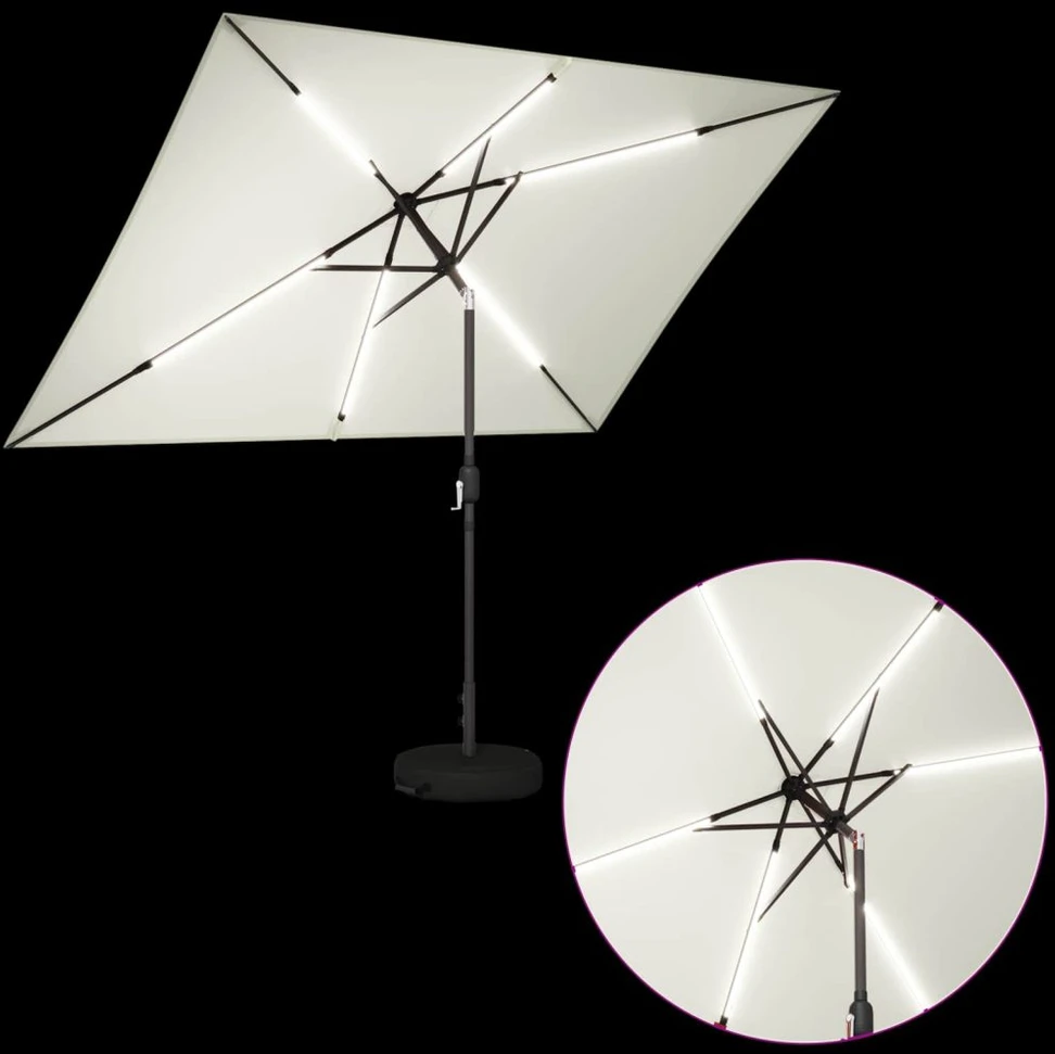 Sodo skėtis su LED šviesomis ir standu 200 x 300 cm Poliesteris
