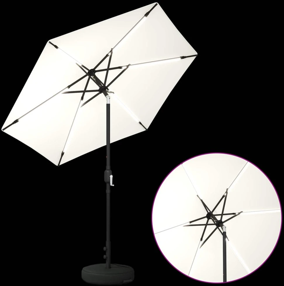 Sodo skėtis su LED šviesomis ir standu 230 x 230 cm Poliesteris
