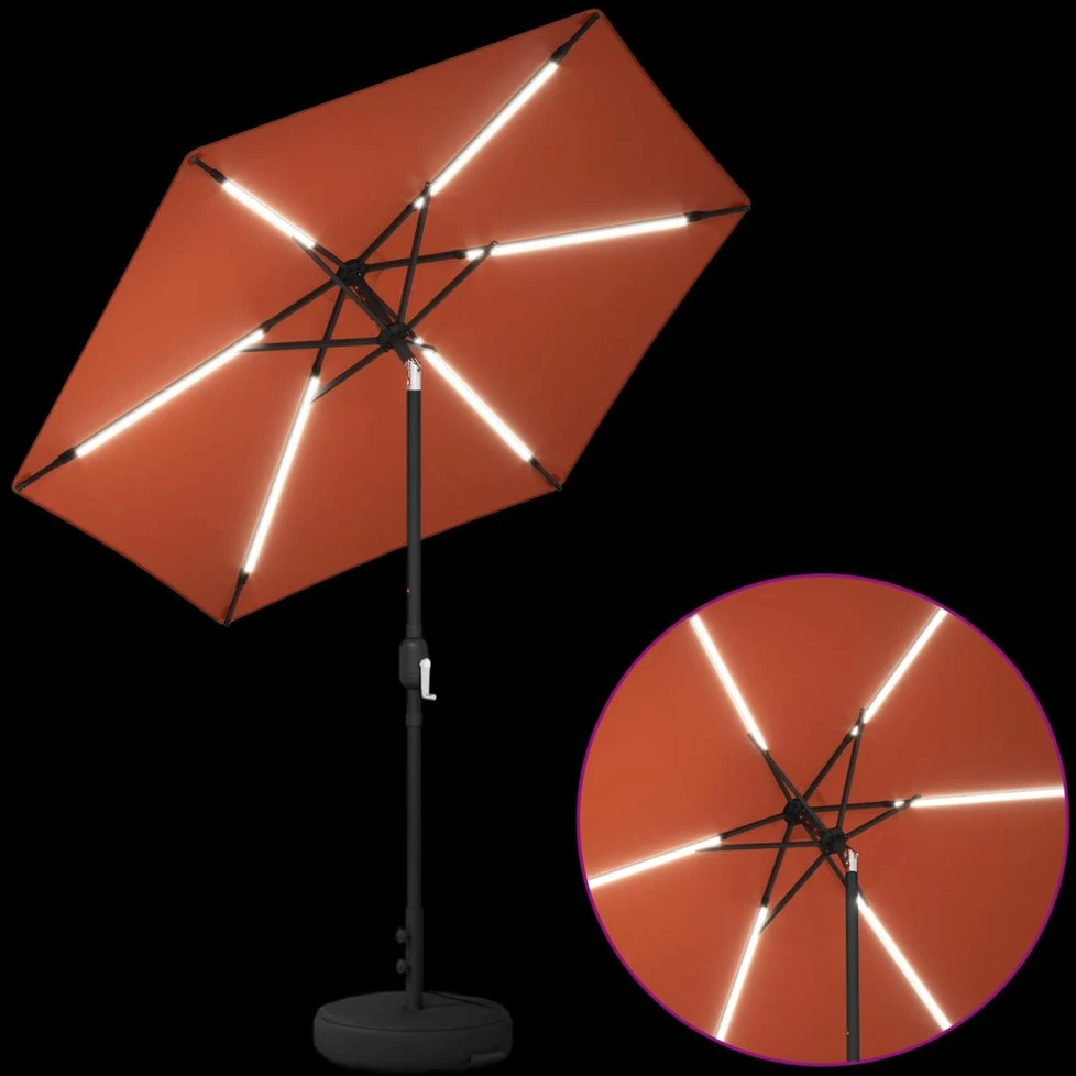 Sodo skėtis su LED šviesomis ir standu 230 x 230 cm Poliesteris