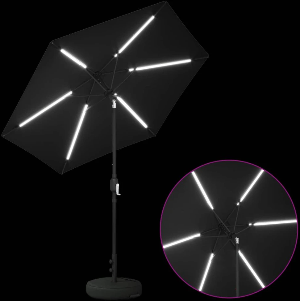 Sodo skėtis su LED šviesomis ir standu 230 x 230 cm Poliesteris