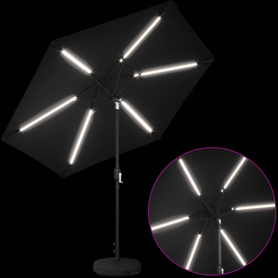 Sodo skėtis su LED šviesomis ir standu 270 x 270 cm Poliesteris