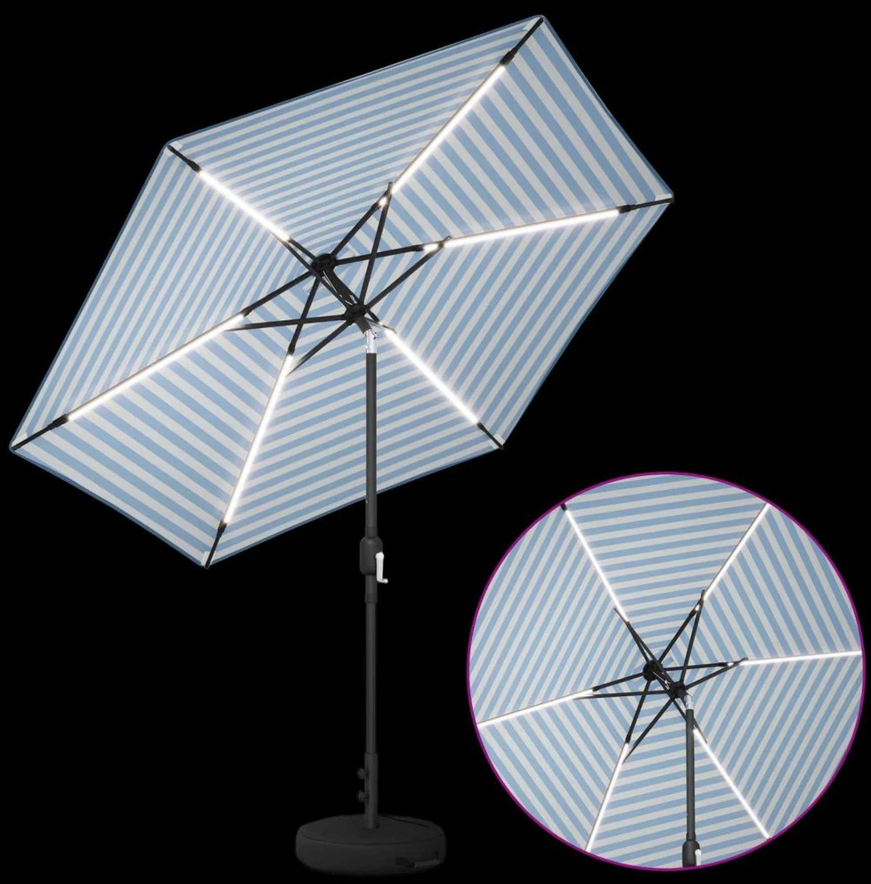 Sodo skėtis su LED šviesomis ir standu 270 x 270 cm Poliesteris
