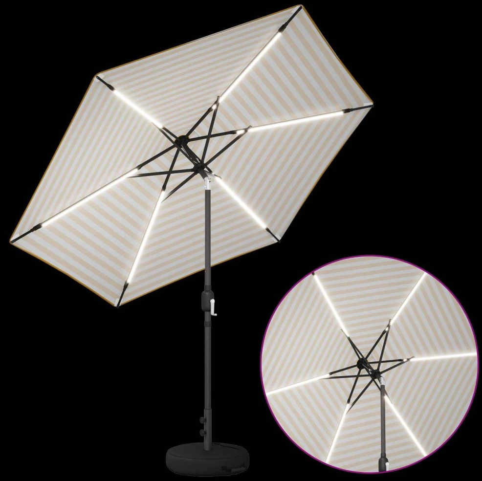 Sodo skėtis su LED šviesomis ir standu 270 x 270 cm Poliesteris