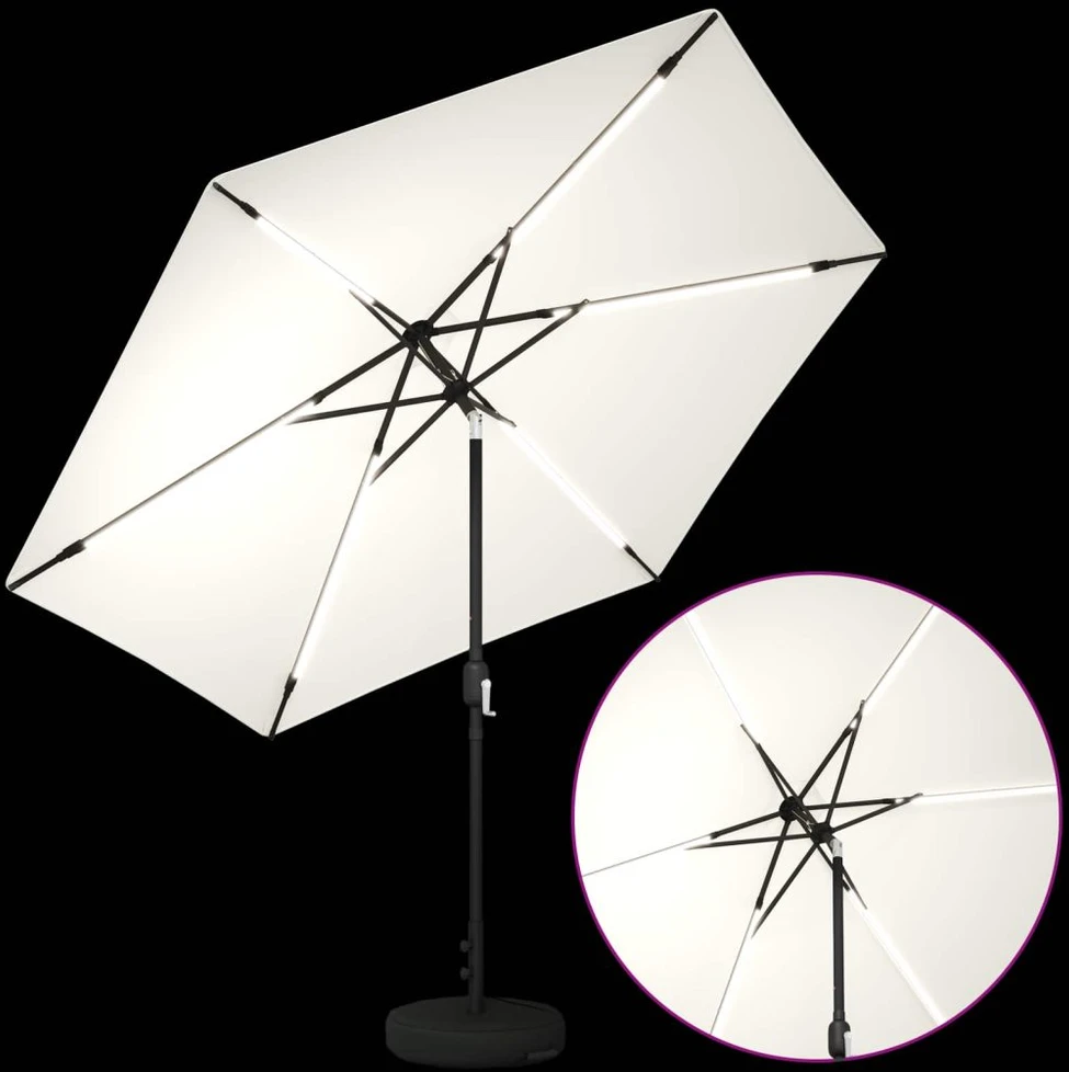 Sodo skėtis su LED šviesomis ir standu 300 x 300 cm Poliesteris
