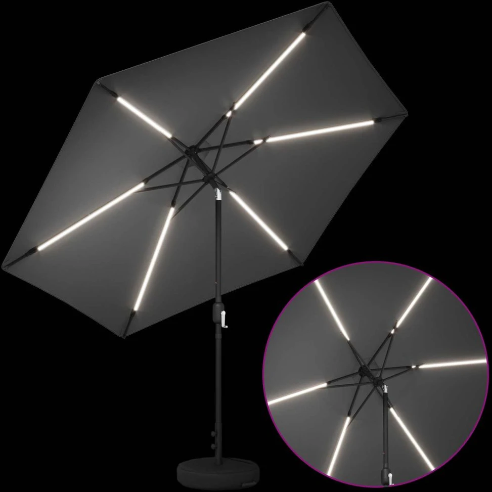 Sodo skėtis su LED šviesomis ir standu 300 x 300 cm Poliesteris