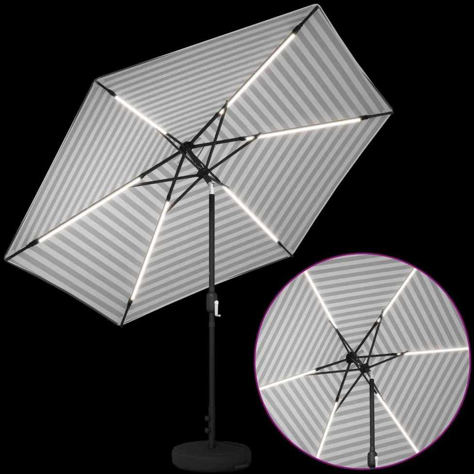 Sodo skėtis su LED šviesomis ir standu 300 x 300 cm Poliesteris