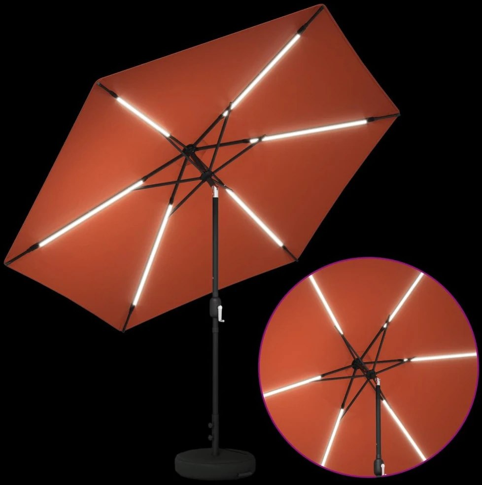Sodo skėtis su LED šviesomis ir standu 300 x 300 cm Poliesteris