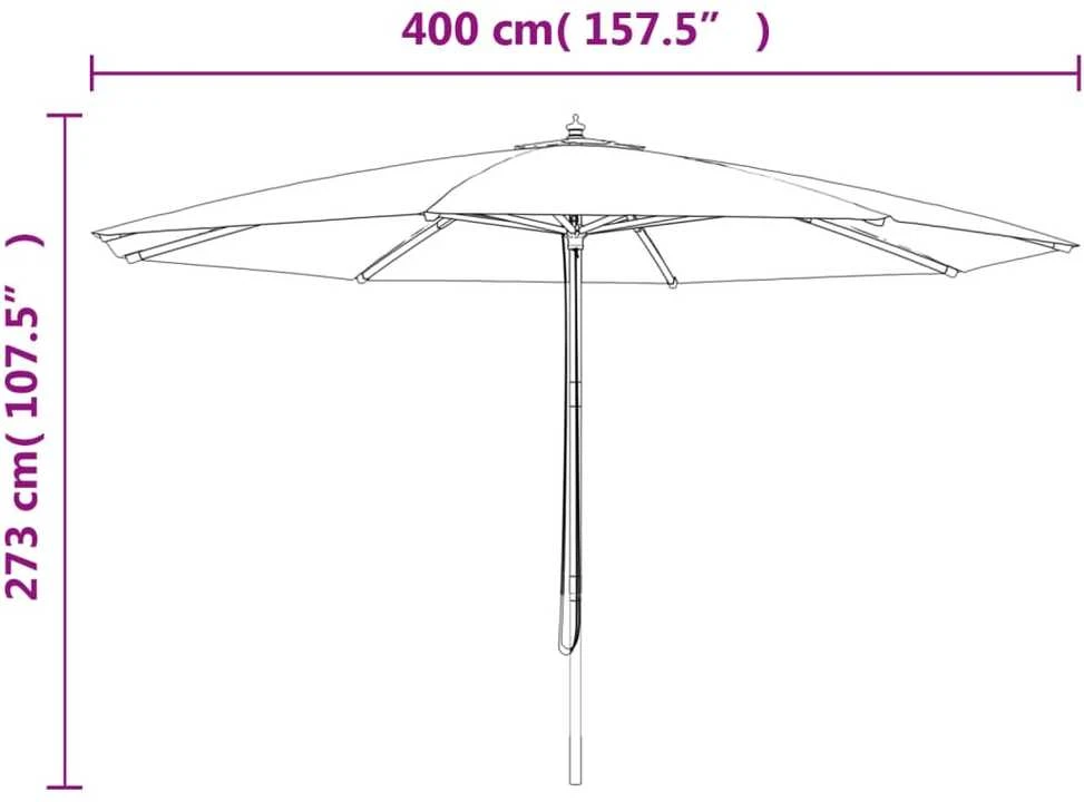 Sodo skėtis su mediniu stulpu, tamsiai mėlynas, 400x273cm