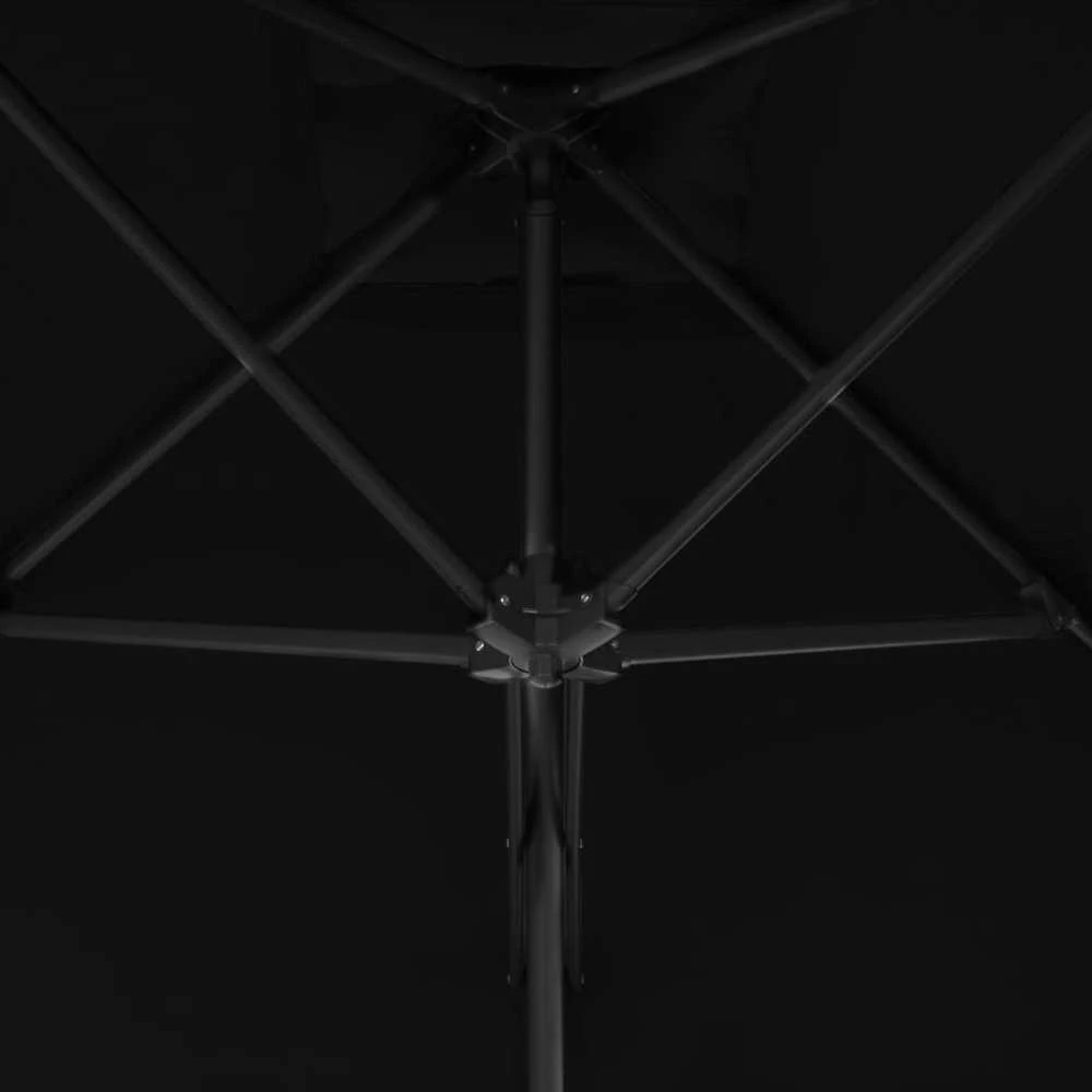 Sodo skėtis su plieniniu stulpu, juodos spalvos, 300x230cm