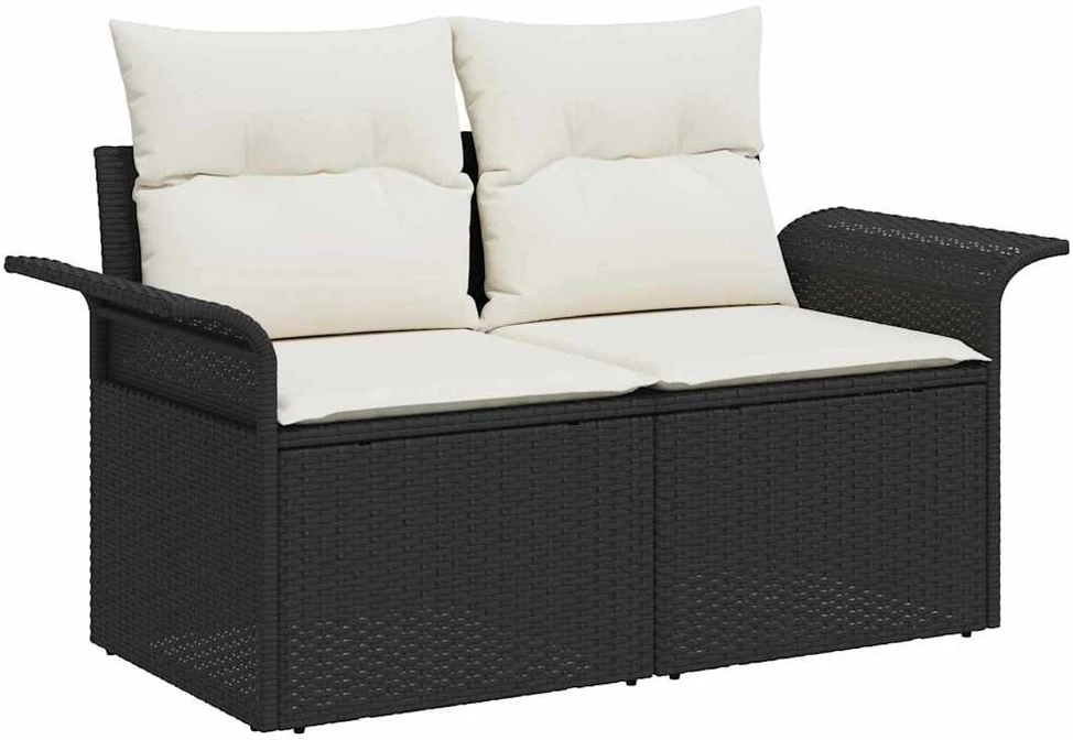 Sodo Sofų Rinkinys 12 vnt. Juoda poliratanas