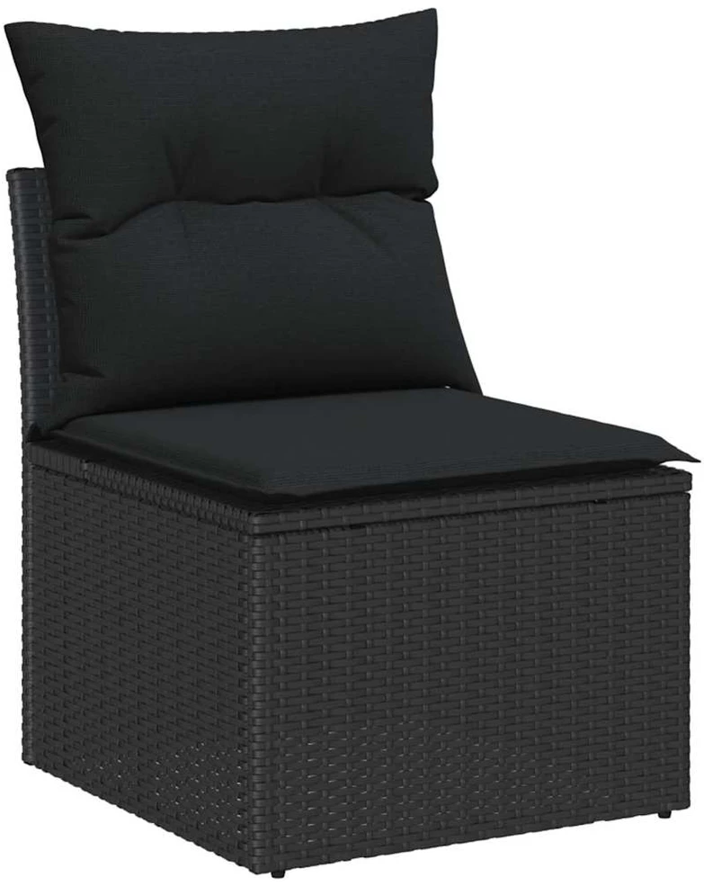 Lauko baldų komplektas Sodo Sofų Rinkinys 7 vnt. Juoda poliratanas