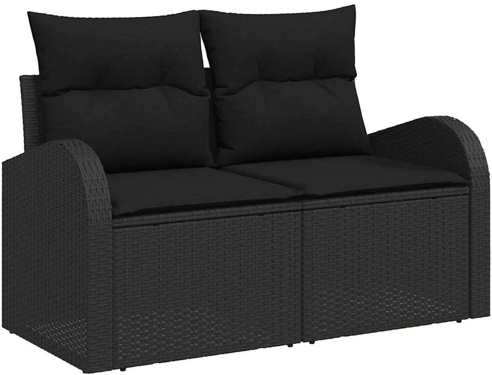 Lauko baldų komplektas Sodo Sofų Rinkinys 7 vnt. Juoda poliratanas