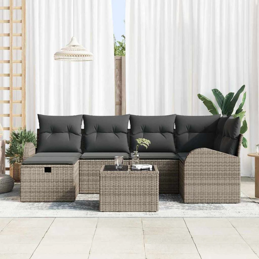Sodo Sofų Rinkinys 7 vnt. Pilka poliratanas