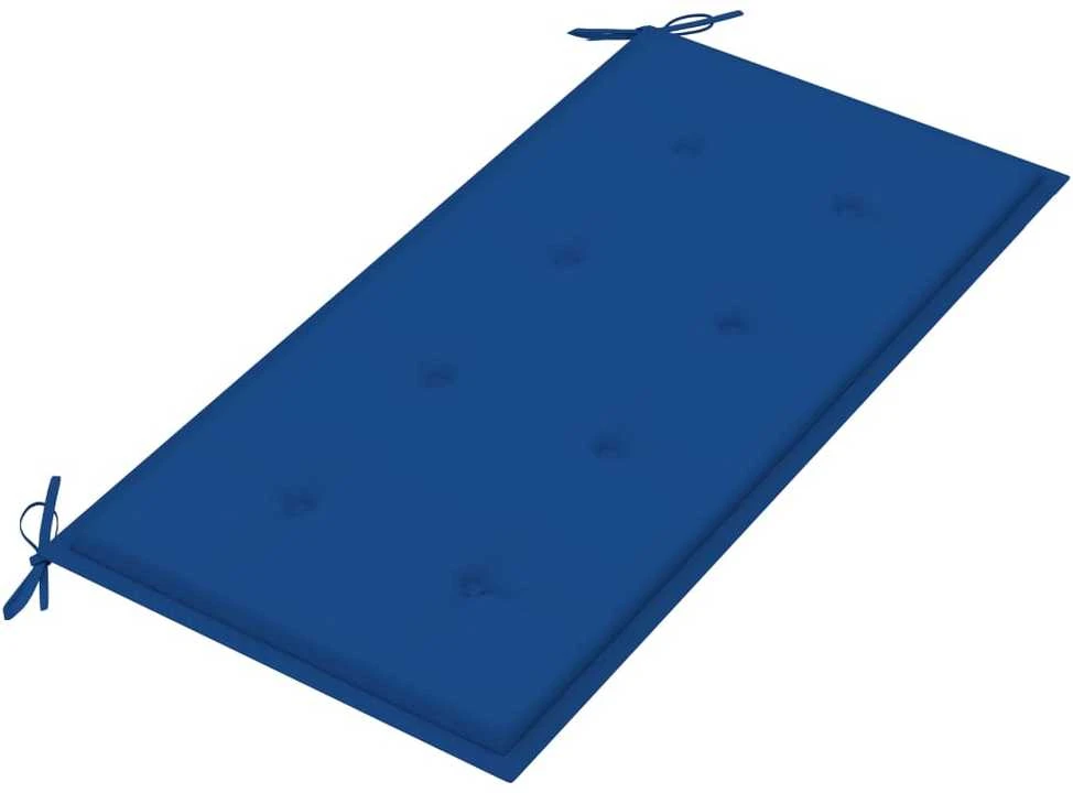 Sodo suoliukas su karališka mėlyna pagalvėle, 112cm, tikmedis