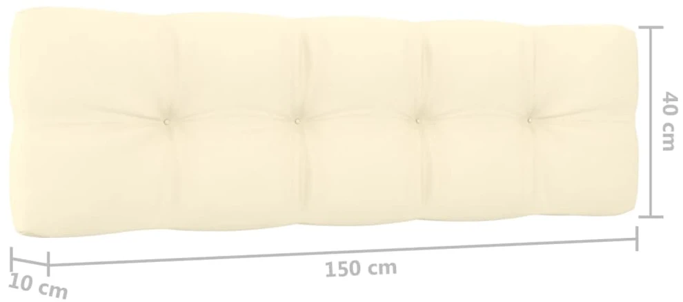 Sodo suoliukas su kreminėmis pagalvėlėmis, 179cm, pušis