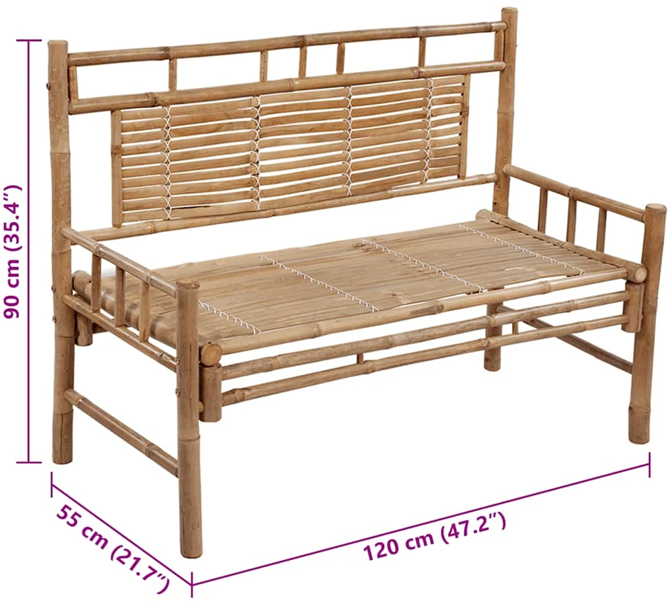 Sodo suoliukas su pagalvėle, 120cm, bambukas