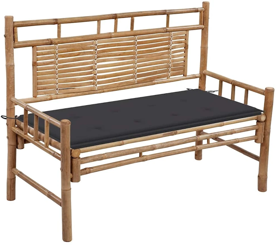 Sodo suoliukas su pagalvėle, 120cm, bambukas