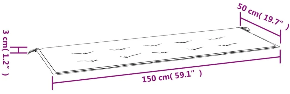 Sodo suoliuko pagalvėlė 150x50x3cm audinys su lapais