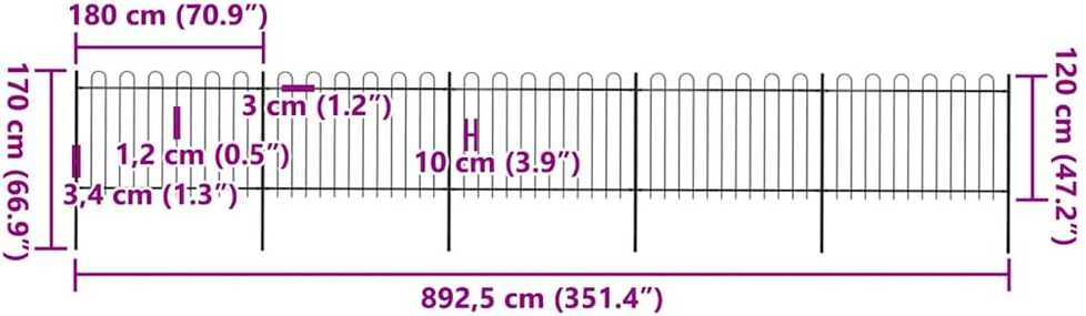 Sodo tvora su apvaliais viršugaliais, juoda, 8,5x1,2 m, plienas