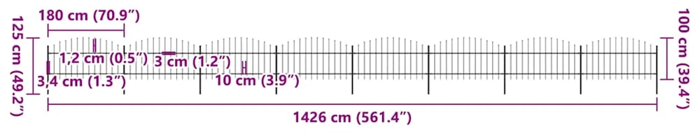 Sodo tvora su iečių viršug., juoda, (1-1,25)x13,6m, plienas