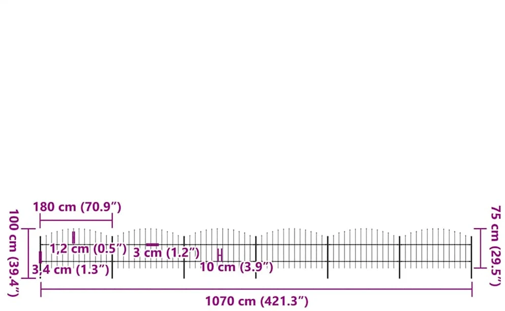 Sodo tvora su iečių viršug., juoda, (0,75-1)x10,2m, plienas