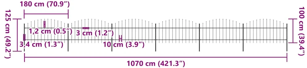 Sodo tvora su iečių viršug., juoda, (1-1,25)x10,2m, plienas
