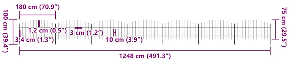 Sodo tvora su iečių viršug., juoda, (0,75-1)x11,9m, plienas