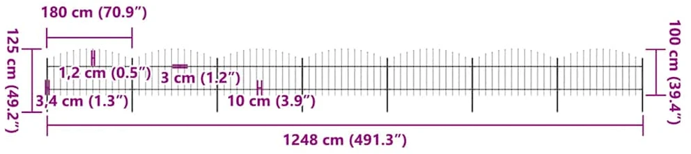 Sodo tvora su iečių viršug., juoda, (1-1,25)x11,9m, plienas