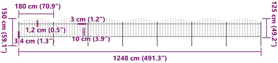 Sodo tvora su iečių viršug., juoda, (1,25-1,5)x11,9m, plienas