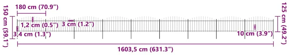 Sodo tvora su iečių viršug., juoda, (1,25-1,5)x15,3m, plienas