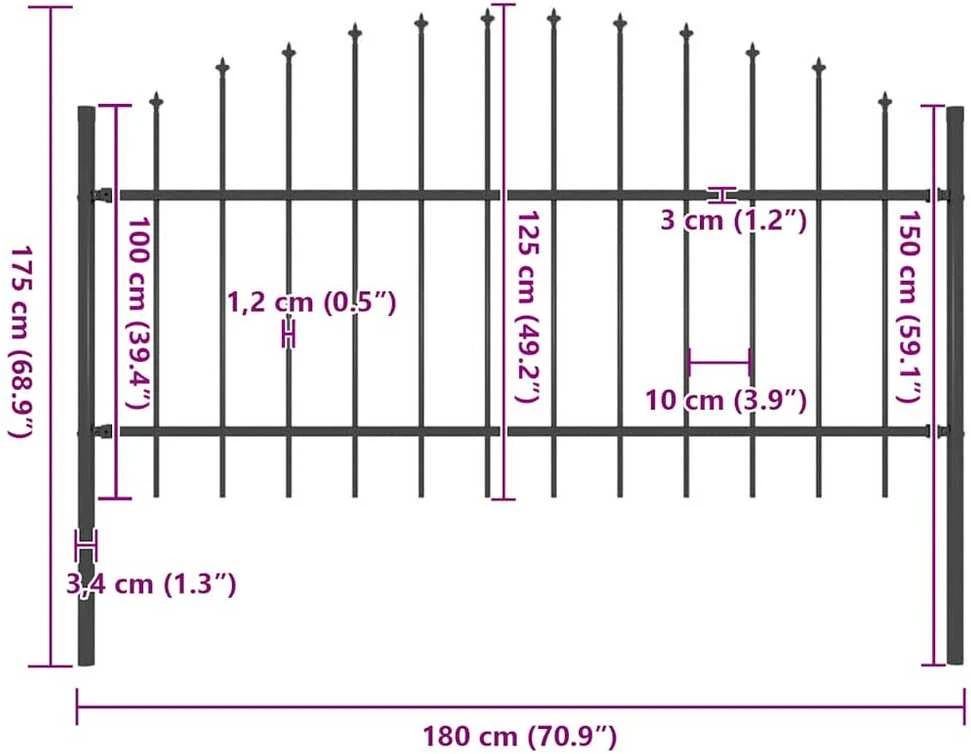Lauko tvora su iečių viršug., juoda, (1-1,25)x1,7m, plienas