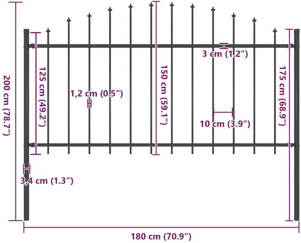 Lauko tvora su iečių viršug., juoda, (1,25-1,5)x1,7m, plienas