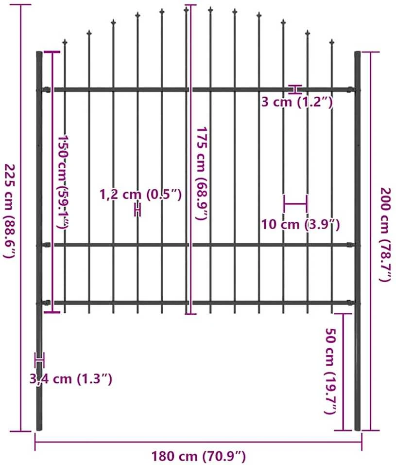 Lauko tvora su iečių viršug., juoda, (1,5-1,75)x1,7m, plienas