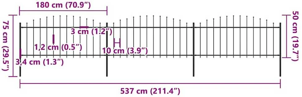 Sodo tvora su iečių viršug., juoda, (0,5-0,75)x5,1m, plienas